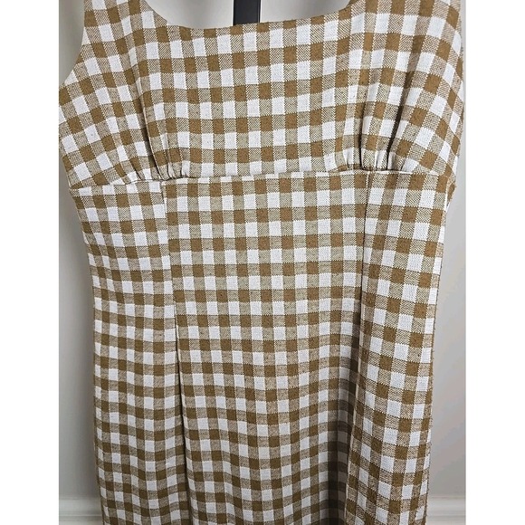 Altr'd State Womens‎ Dress Mini Brown White Checked Dress S Sleeveless Zipper - Picture 3 of 10